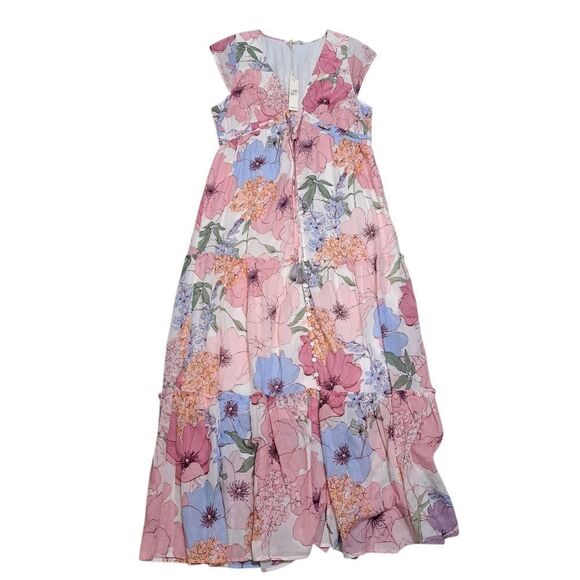 Lovestitch Andie Boho Romantic Feminine Tiered Floral Maxi Dress Large Ivory/Nat - Picture 6 of 17